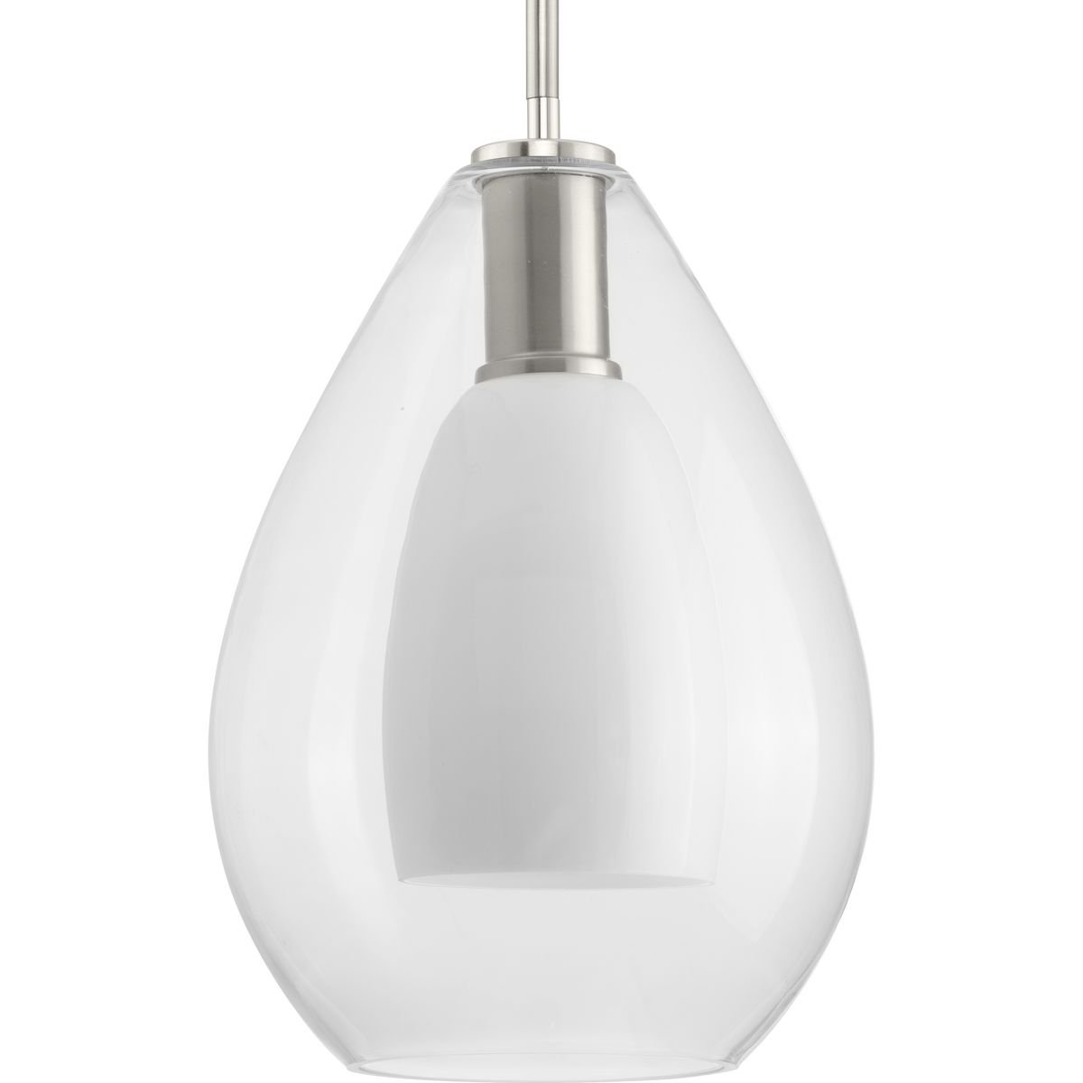 Progress Lighting Pendants Light - Carillon Collection One-Light Brushed Nickel Contemporary Pendant - Model P500438-009