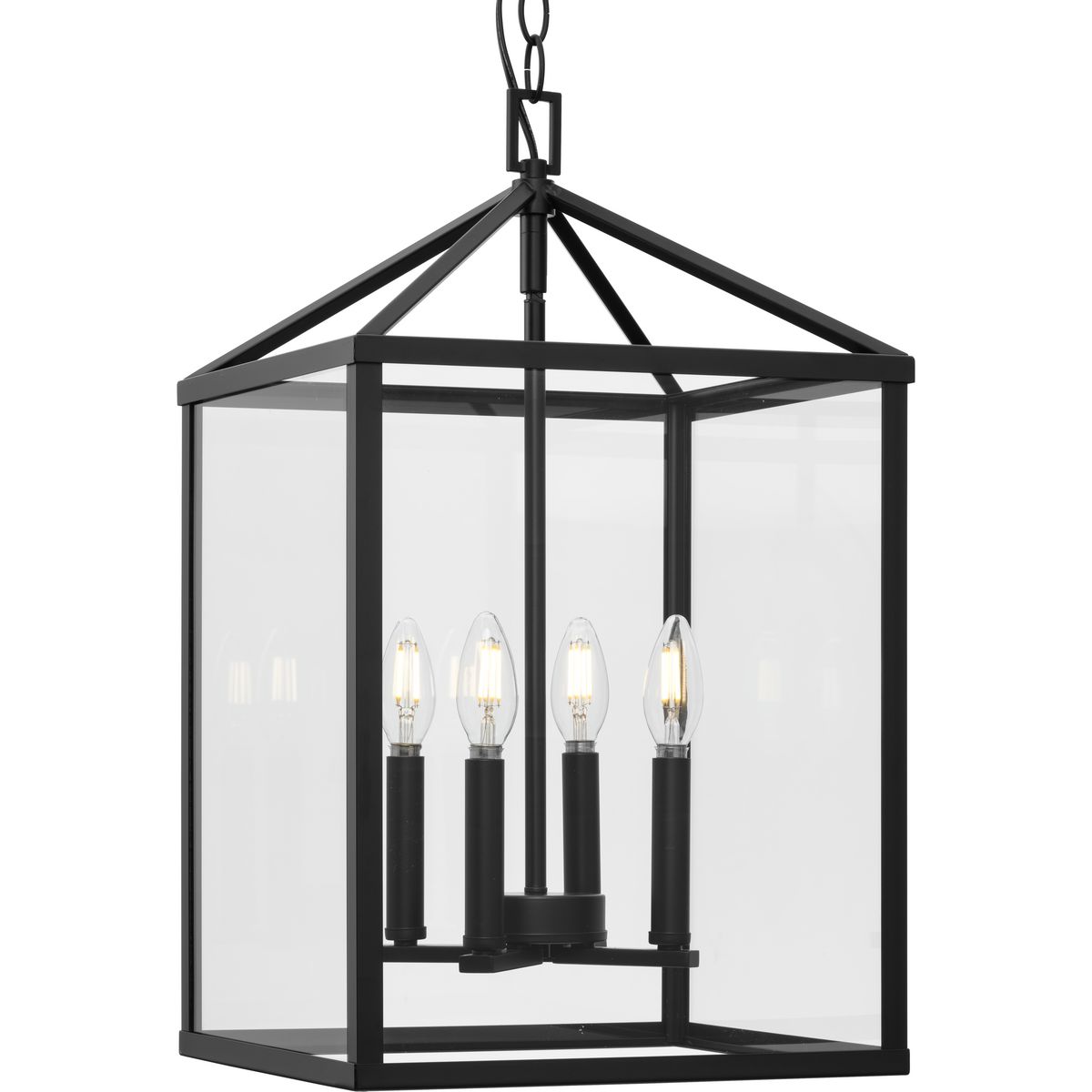 Hilllcrest Collection Four-Light Matte Black Transitional Hall & Foyer Light - Dry Location Listed - Model P500441-31M