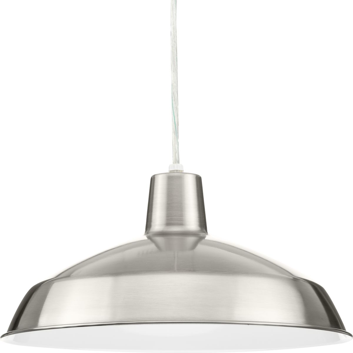 Progress Lighting Pendants Light - Metal Shade LED Collection Brushed Nickel Spun Metal Shade Farmhouse Pendant Light - Model P5094-0930K9