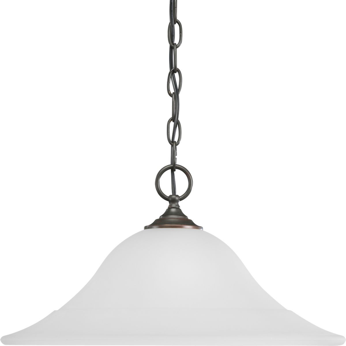 Trinity Collection One-Light Antique Bronze Etched Glass Traditional Pendant Light - Dry Location Listed