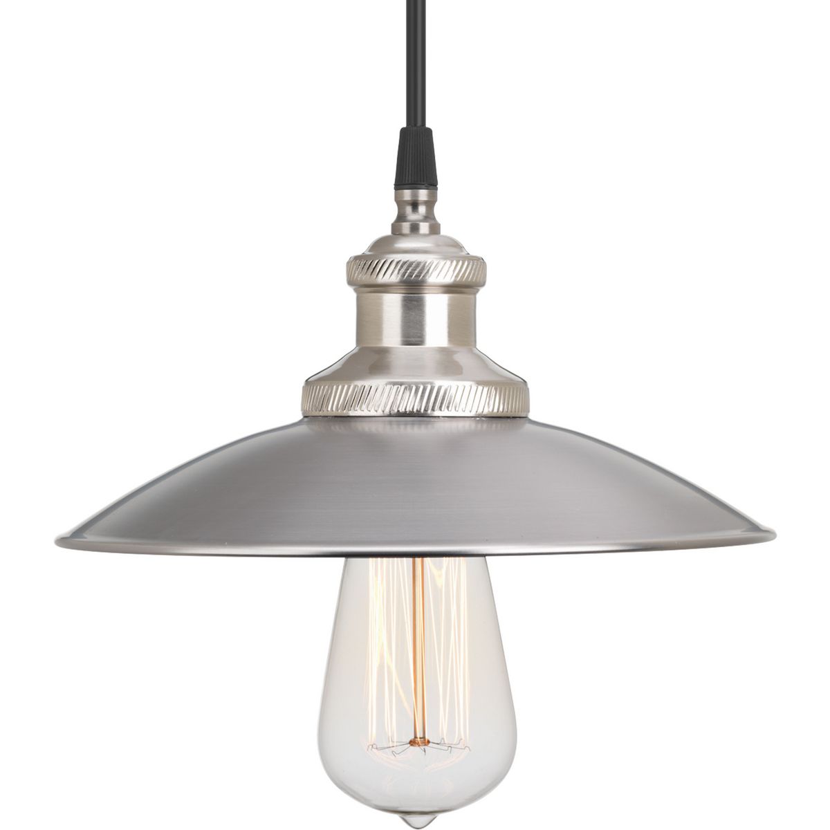 Archives Collection One-Light Antique Nickel PMS Matte Cool Grey #9 Shade Farmhouse Mini-Pendant Light - Dry Location Listed