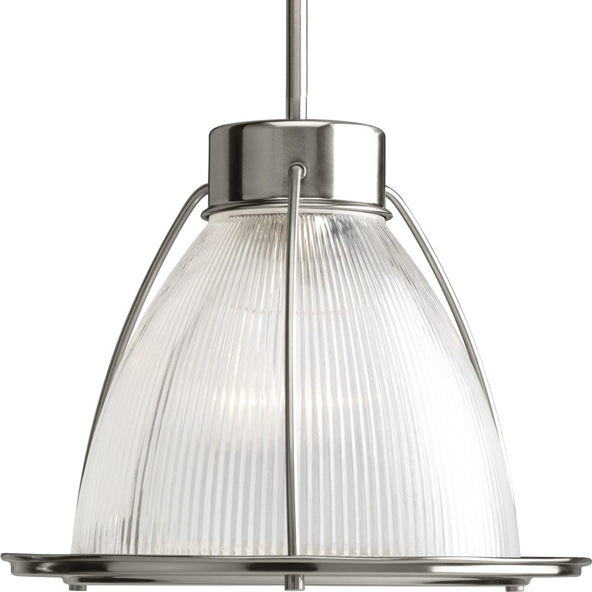 Prismatic Glass Collection One-Light Brushed Nickel Clear Prismatic Glass Coastal Mini-Pendant Light - Dry Location Listed - Model P5183-09