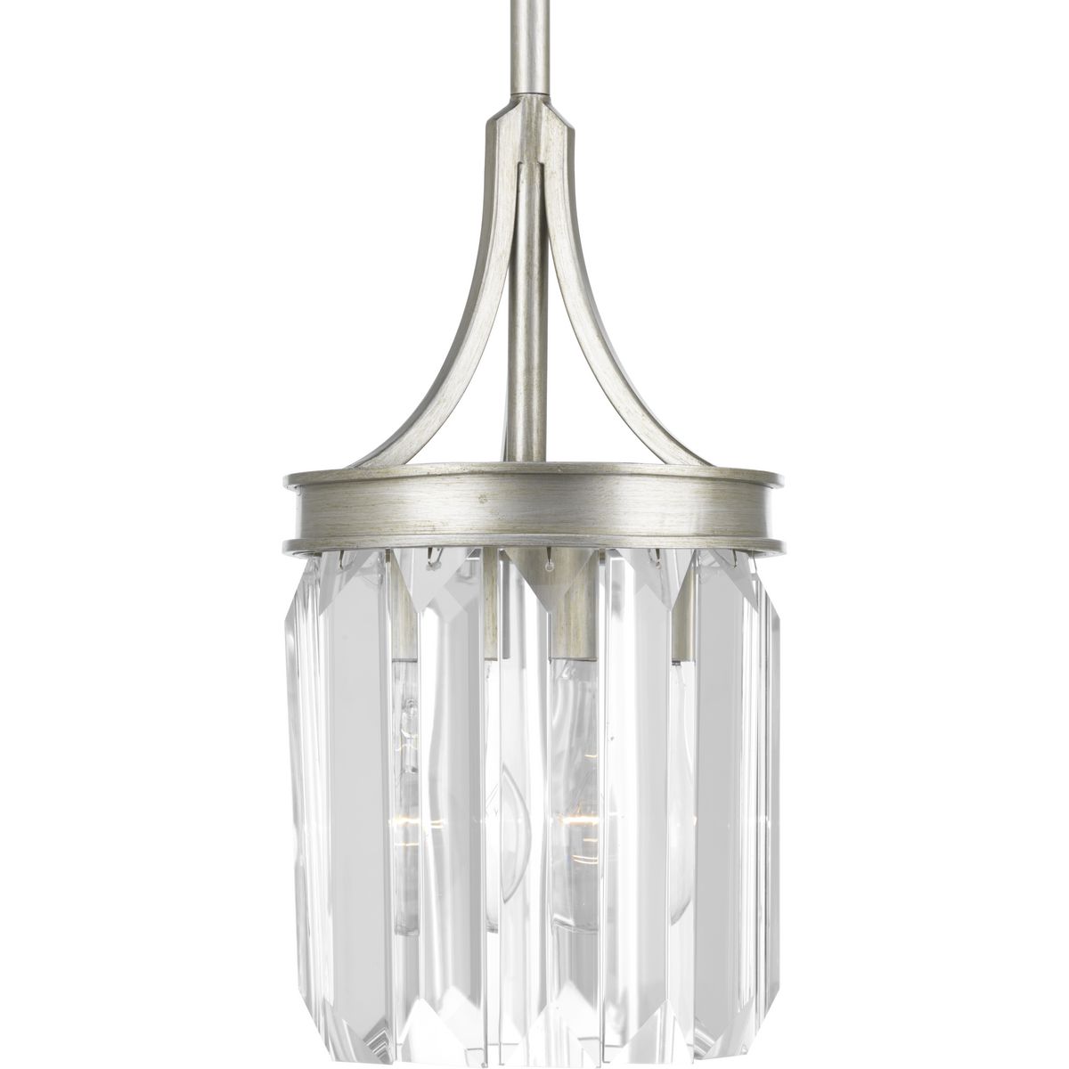 Glimmer Collection One-Light Silver Ridge Clear Glass Luxe Mini-Pendant Light - Dry Location Listed