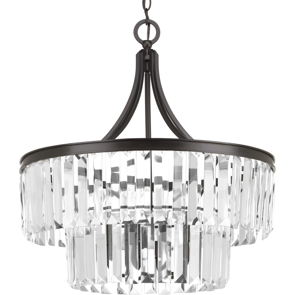 Glimmer Collection Five-Light Antique Bronze Clear Glass Luxe Pendant Light - Dry Location Listed