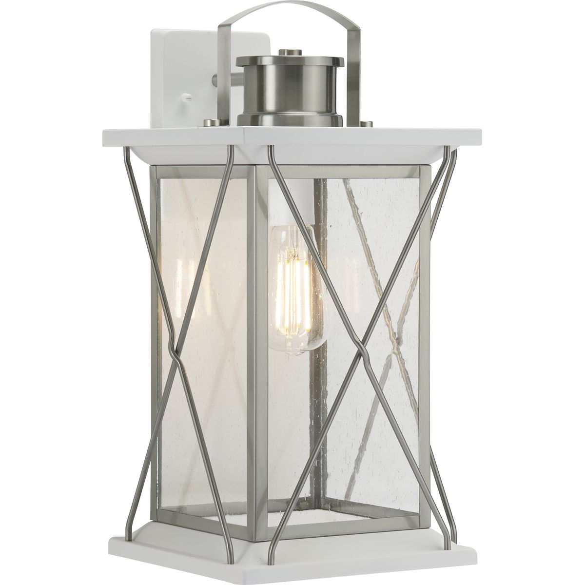 Progress Lighting Outdoor Light - Barlowe Collection Stainless Steel One-Light Large Wall Lantern - Model P560158-135