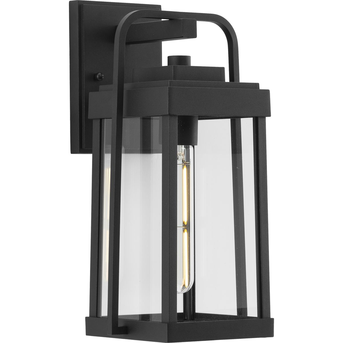 Progress Lighting Outdoor Light - Walcott One-Light Textured Black Modern Farmhouse Outdoor Medium Wall Lantern - Model P560286-031