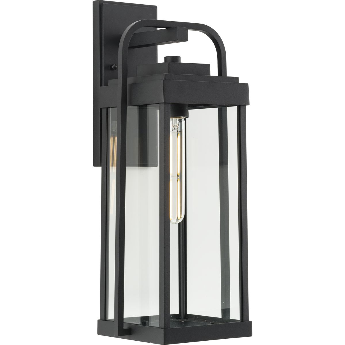 Progress Lighting Outdoor Light - Walcott One-Light Textured Black Modern Farmhouse Outdoor Large Wall Lantern - Model P560287-031