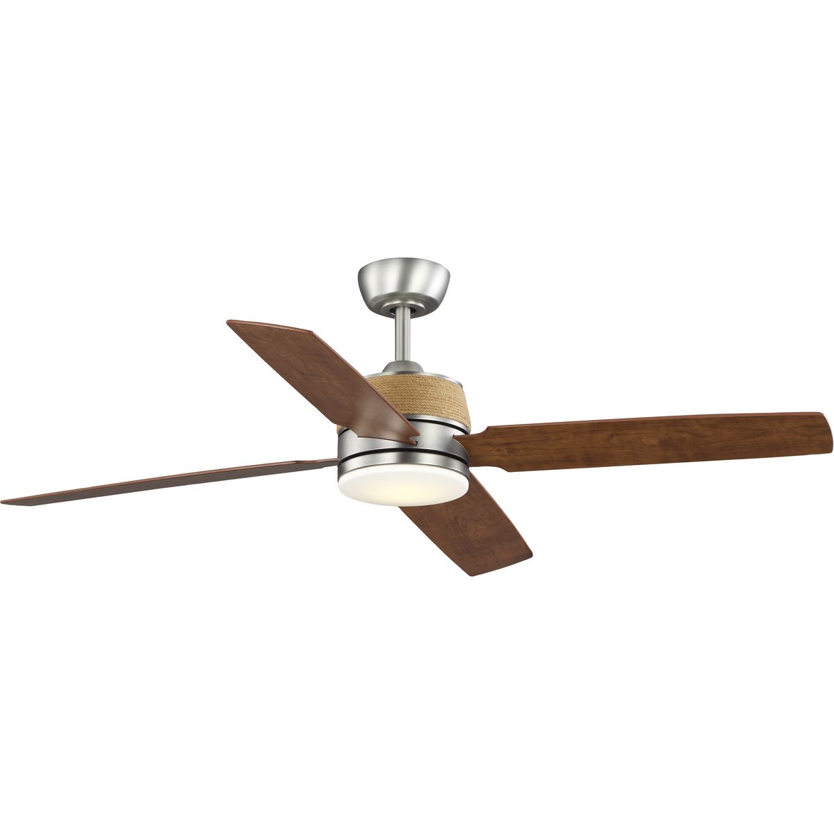 Progress Lighting Ceiling Fans Light - Schaffer II Collection 56 in. Four-Blade Antique Nickel Modern Organic Ceiling Fan with Integrated LED Lamped Light and Natural Jute Accents - Model P250097-081-30