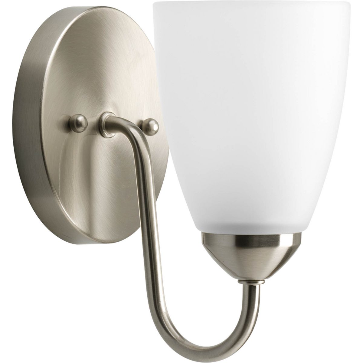 Progress Lighting Bath & Vanity Light - Gather Collection One-Light Brushed Nickel Etched Glass Traditional Bath Vanity Light - Model P2706-09
