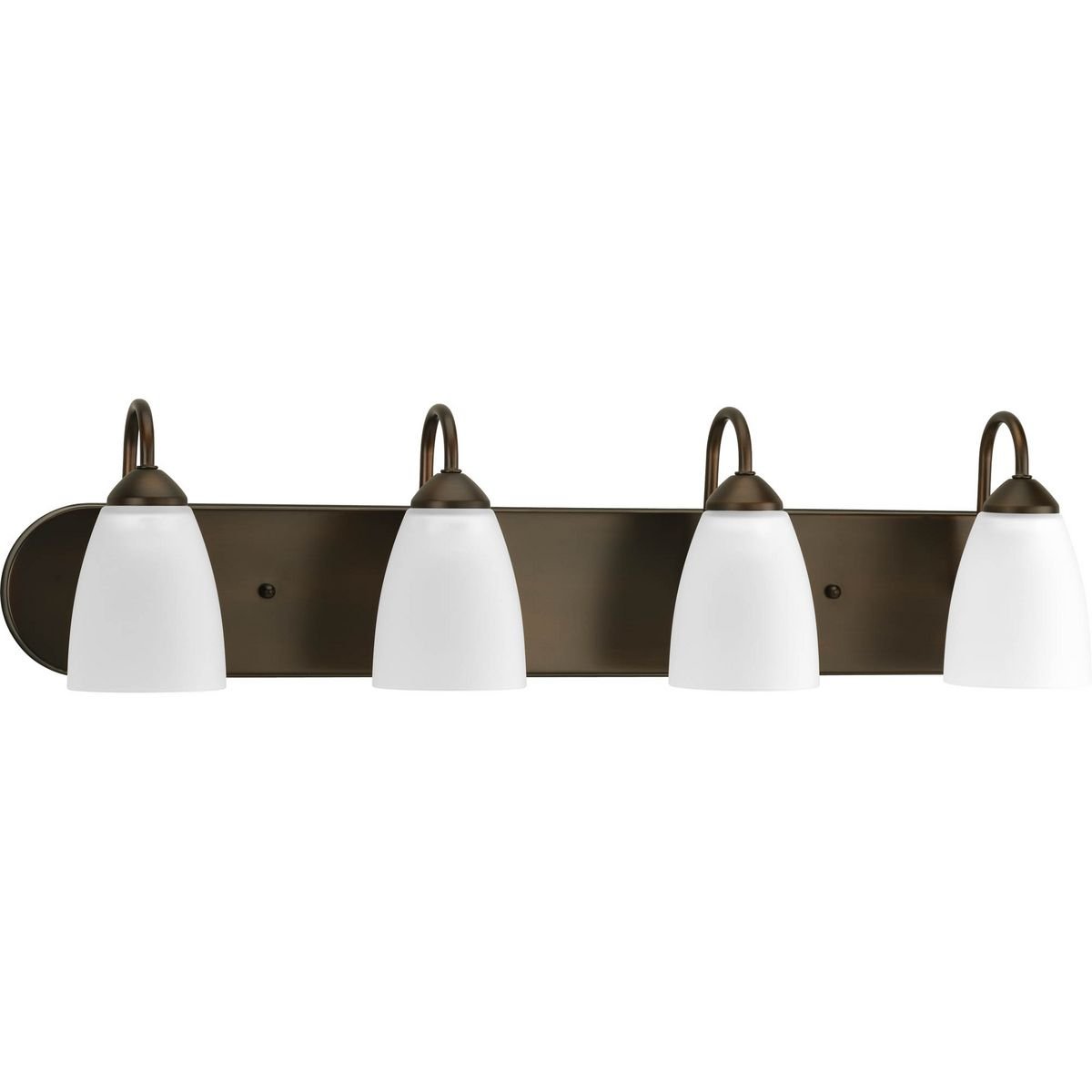 Progress Lighting Bath & Vanity Light - Gather Collection Four-Light Antique Bronze Etched Glass Traditional Bath Vanity Light - Model P2709-20
