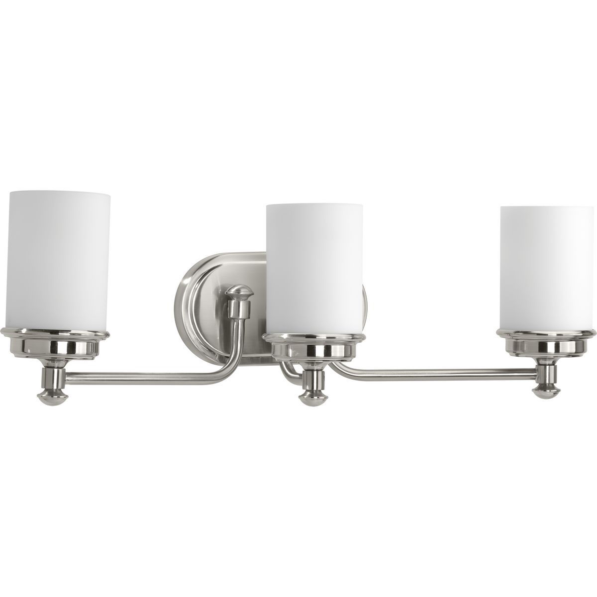 Progress Lighting Bath & Vanity Light - Glide Collection Three-Light Brushed Nickel Etched Opal Glass Coastal Bath Vanity Light - Model P300014-009