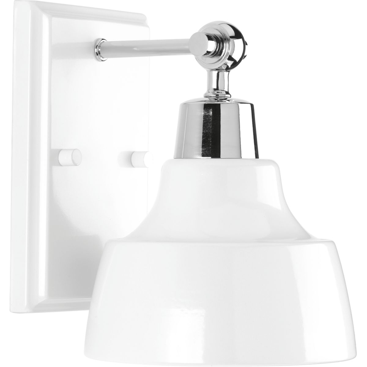 Bramlett Collection One-Light Polished Chrome White Metal Shade Coastal Bath Vanity Light