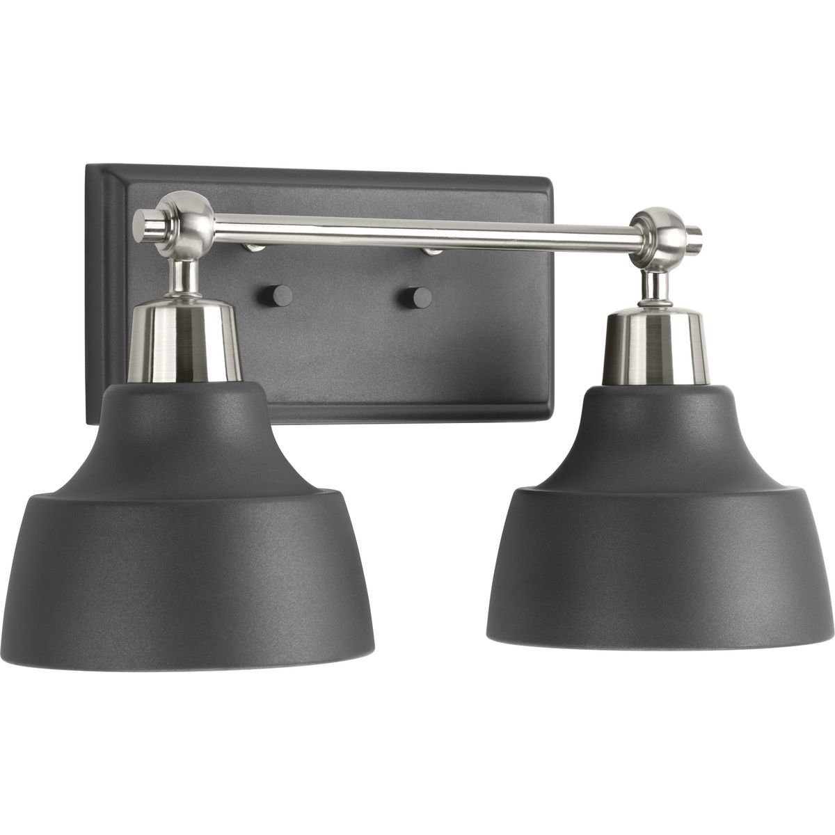 Progress Lighting Bath & Vanity Light - Bramlett Collection Two-Light Brushed Nickel Graphite Metal Shade Coastal Bath Vanity Light - Model P300040-009