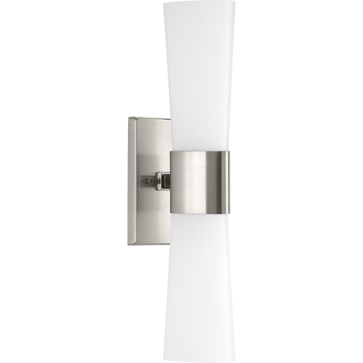 Zura Collection Two-Light Brushed Nickel Etched Opal Glass Modern Bath Vanity Light - Damp Location Listed