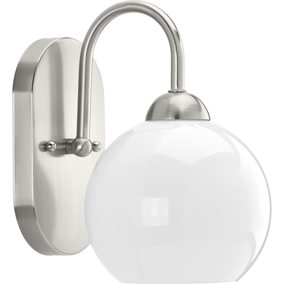 Progress Lighting Bath & Vanity Light - Carisa Collection One-Light Brushed Nickel Opal Glass Mid-Century Modern Bath Vanity Light - Model P300084-009