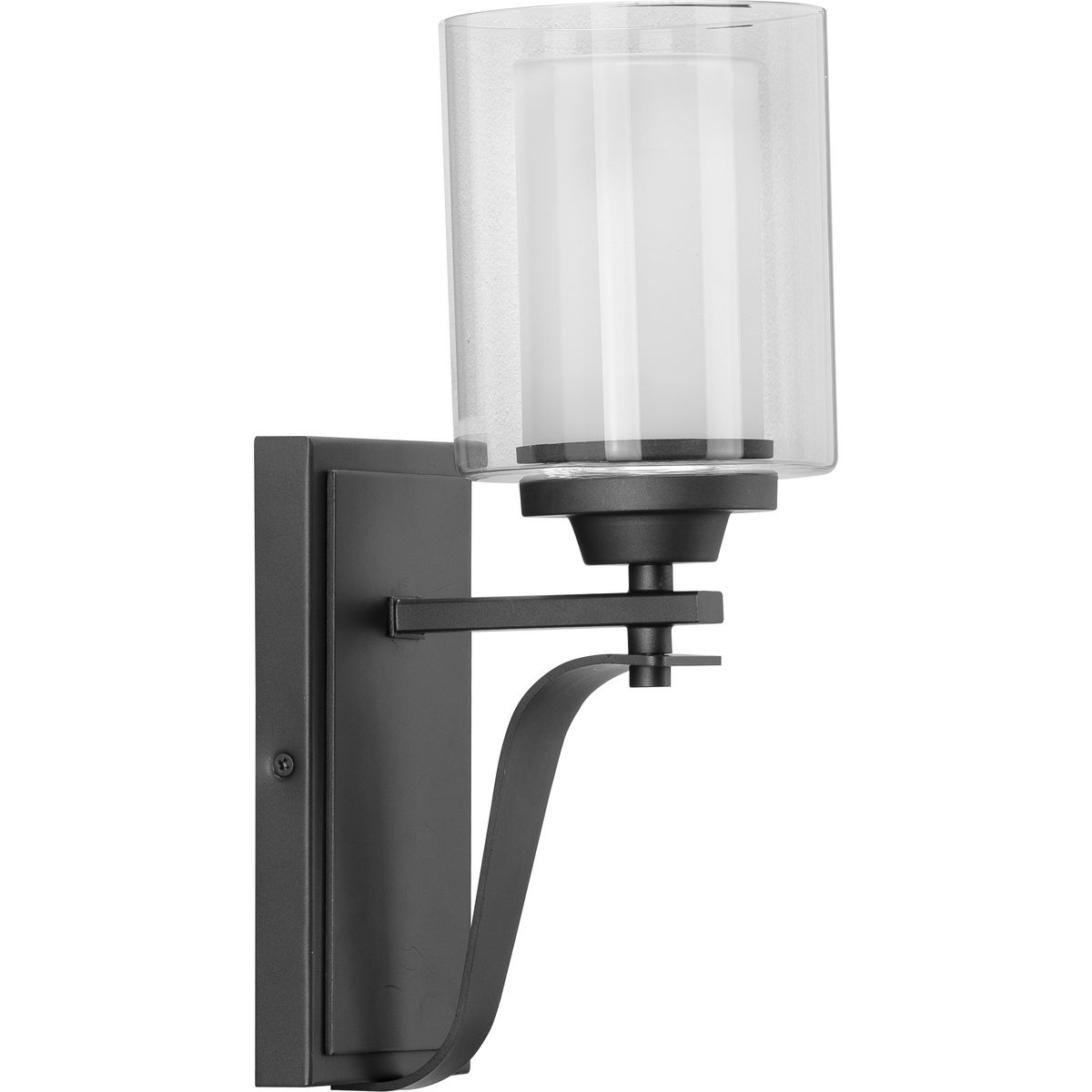 Kene Collection One-Light Graphite Clear Glass Craftsman Bath Vanity Light - Damp Location Listed