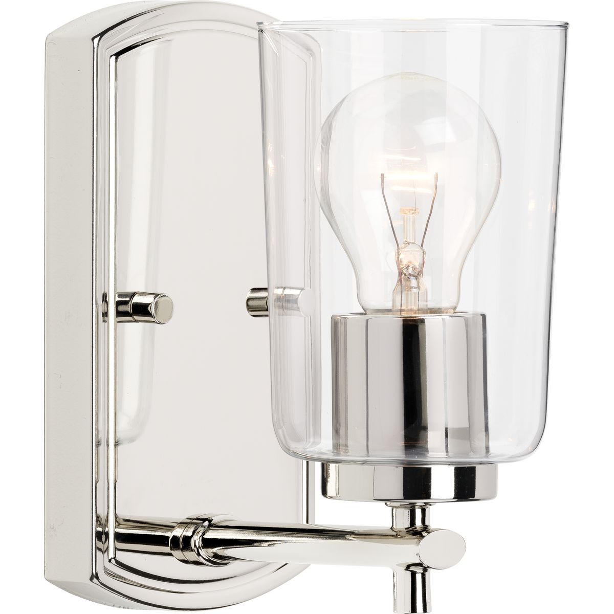 Progress Lighting Bath & Vanity Light - Adley Collection One-Light Polished Nickel Clear Glass New Traditional Bath Vanity Light - Model P300154-104