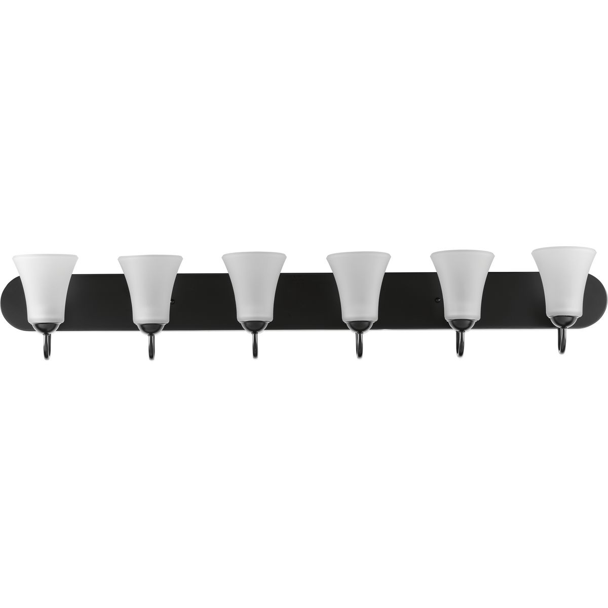 Progress Lighting Bath & Vanity Light - Classic Collection Six-Light Matte Black Etched Glass Traditional Bath Vanity Light - Model P300238-031