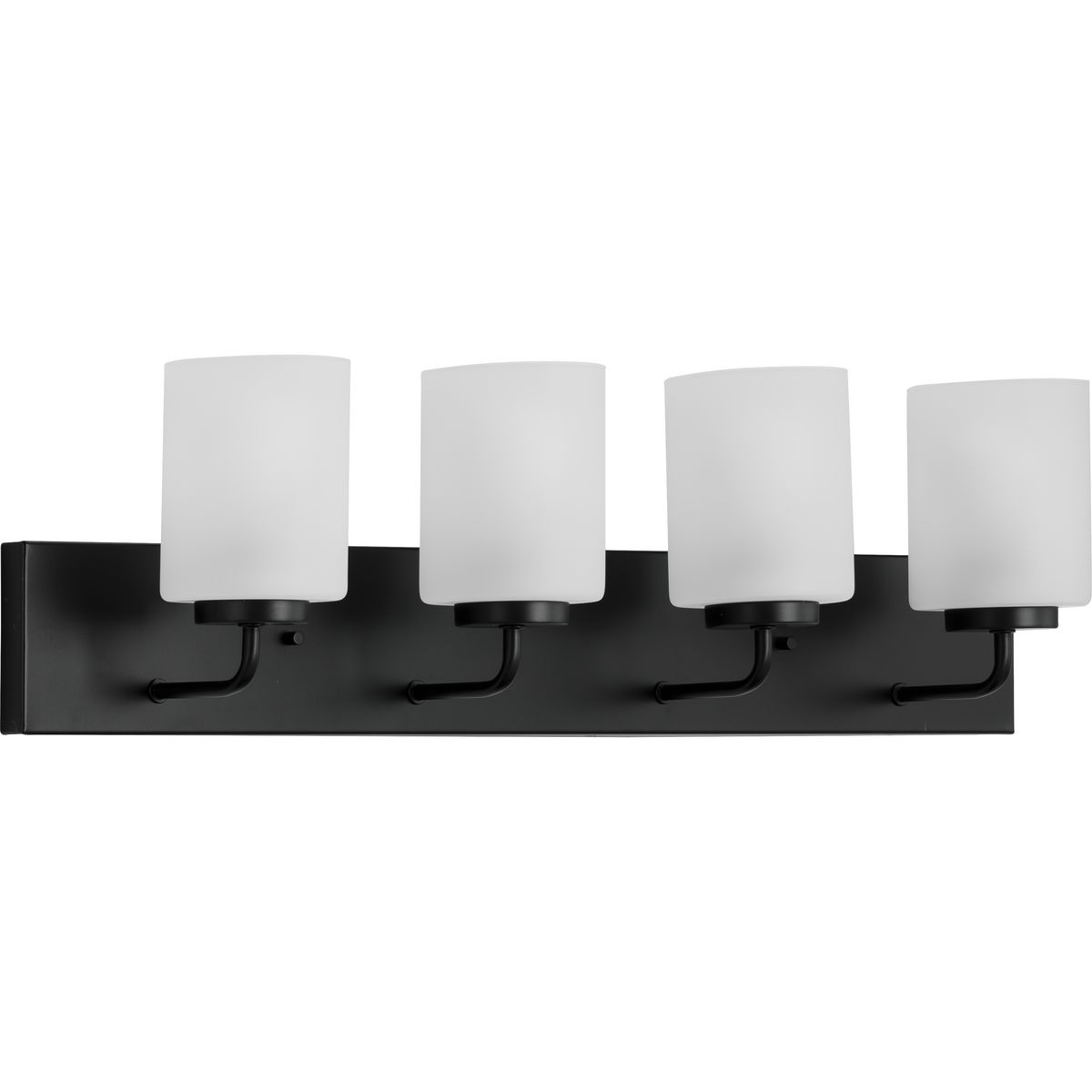 Progress Lighting Bath & Vanity Light - Merry Collection Four-Light Matte Black and Etched Glass Transitional Style Bath Vanity Wall Light - Model P300330-031