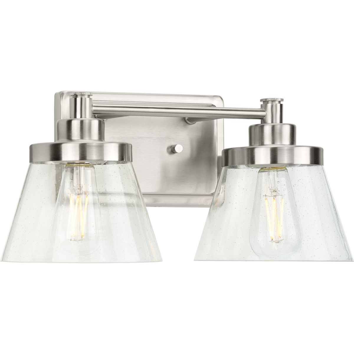 Progress Lighting Bath & Vanity Light - Hinton Collection Two-Light Brushed Nickel Clear Seeded Glass Farmhouse Bath Vanity Light - Model P300349-009