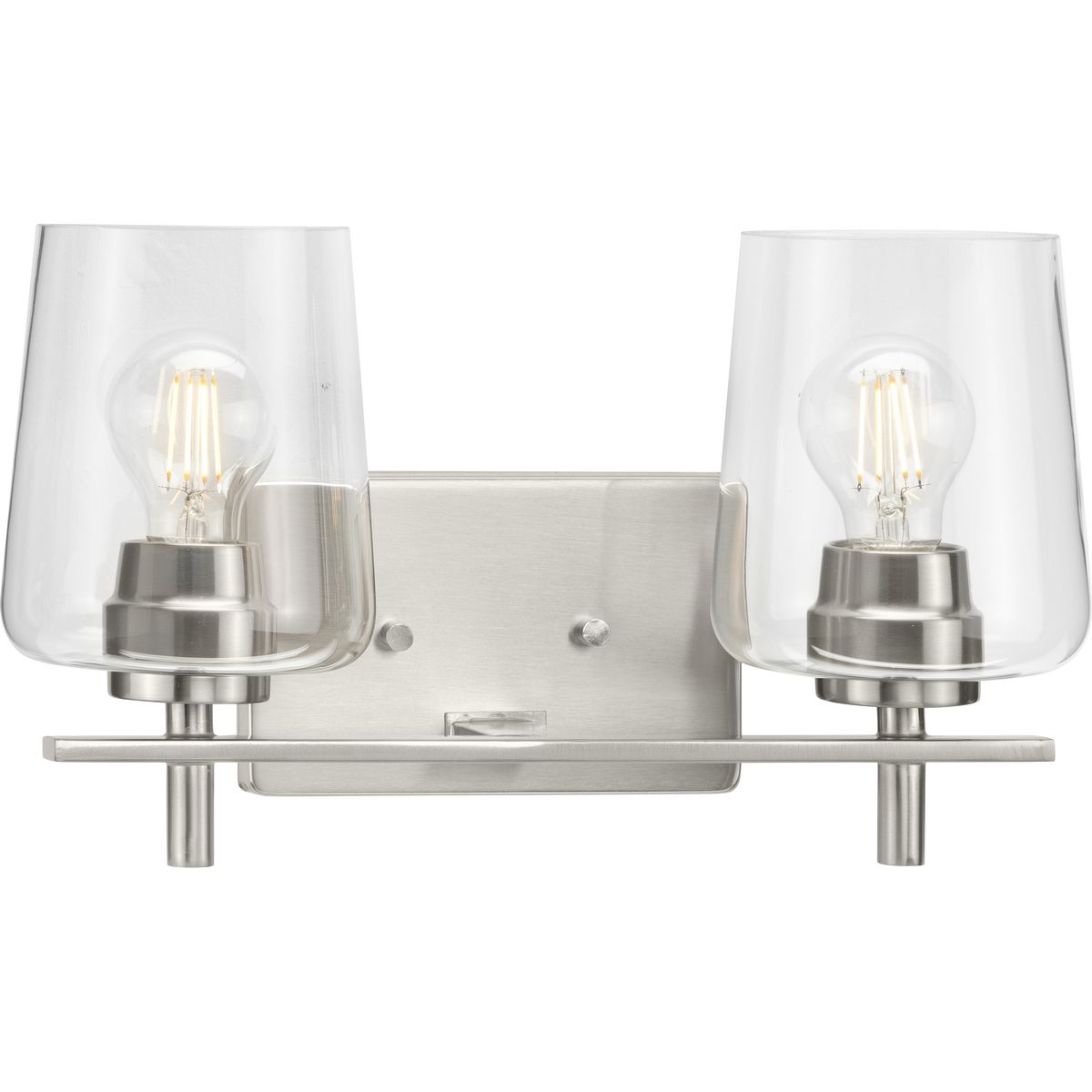 Progress Lighting Bath & Vanity Light - Calais Collection Two-Light New Traditional Brushed Nickel Clear Glass Bath Vanity Light - Model P300361-009