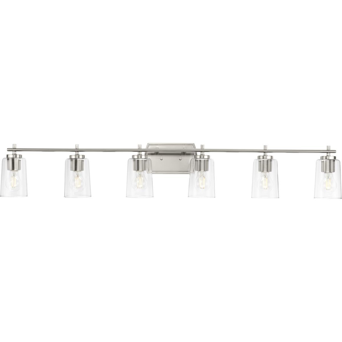 Progress Lighting Bath & Vanity Light - Adley Collection Six-Light New Traditional Brushed Nickel Clear Glass Bath Vanity Light - Model P300372-009