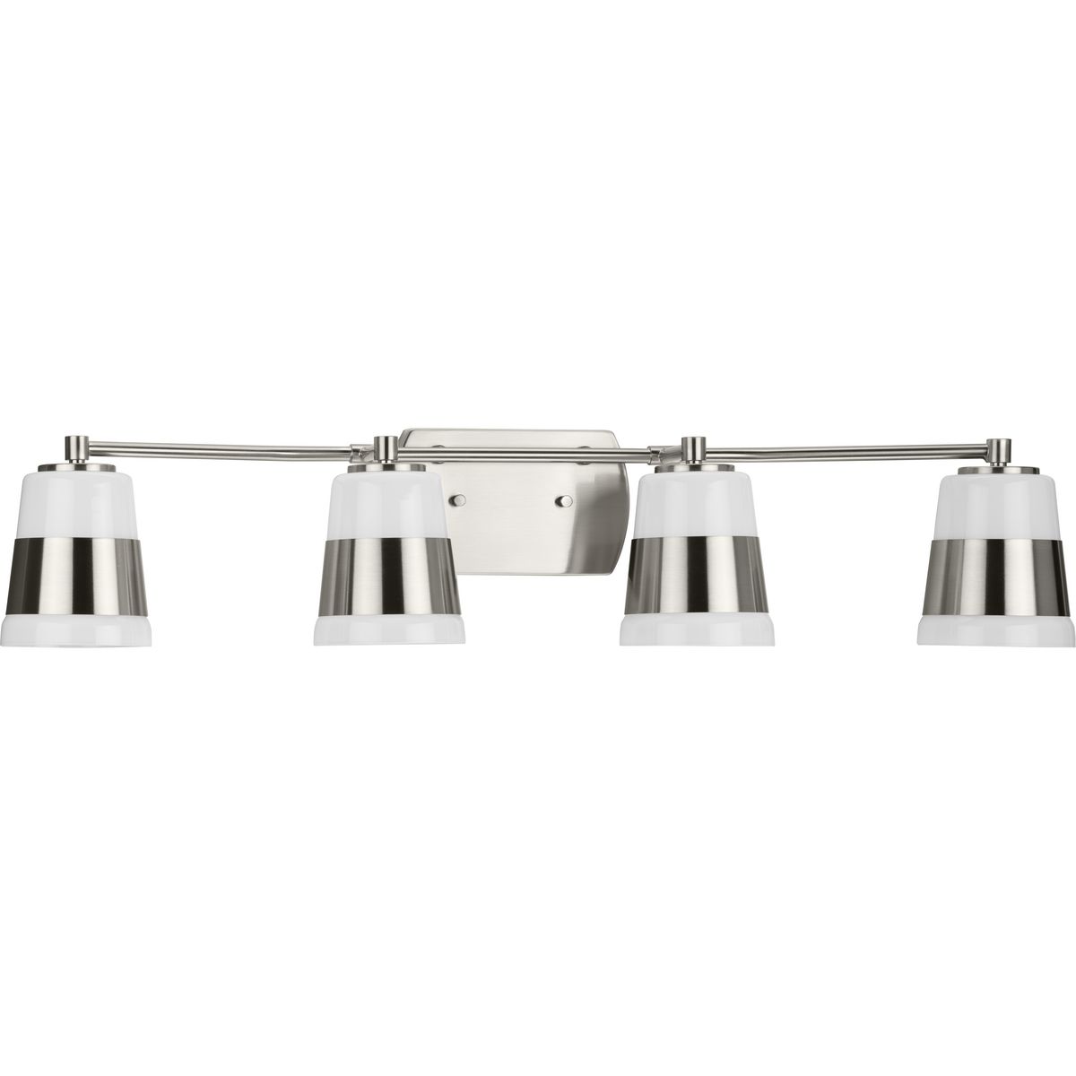 Progress Lighting Bath & Vanity Light - Haven Collection Four-Light Brushed Nickel Opal Glass Luxe Industrial Bath Light - Model P300445-009