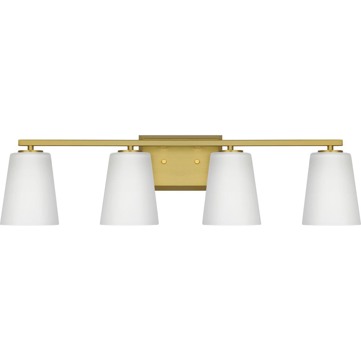Progress Lighting Bath & Vanity Light - Vertex Collection Four-Light Brushed Gold Etched White Glass Contemporary Bath Light - Model P300464-191