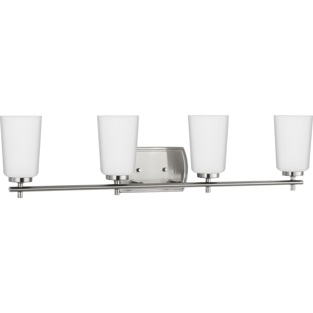 Progress Lighting Bath & Vanity Light - Adley Collection Four-Light Brushed Nickel Etched Opal Glass New Traditional Bath Vanity Light - Model P300468-009