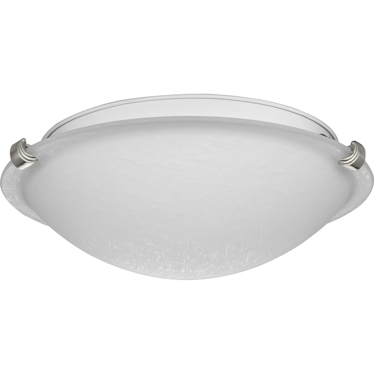 Progress Lighting Close-to-Ceiling Light - Linen Dome 12-1/4" Two-Light Transitional Brushed Nickel Etched Linen Glass Flush-Mount Light - Model P350170-009
