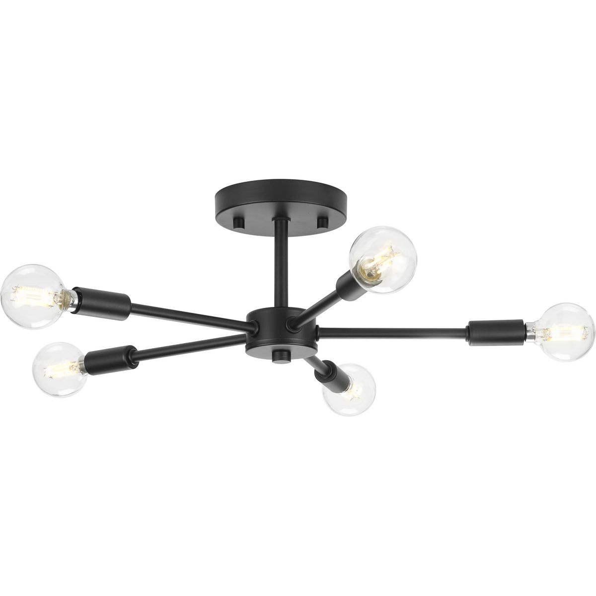 Delayne Collection Five-Light Mid-Century Modern Matte Black Semi-Flush Mount Light - Dry Location Listed