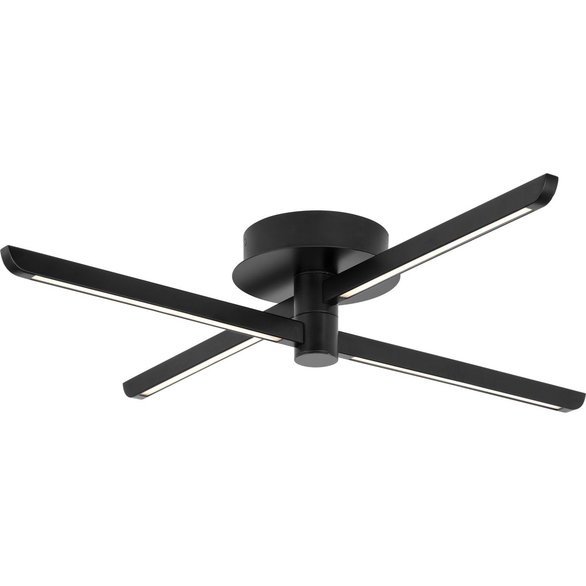 Pivot LED Four-Light Matte Black Modern Semi-Flush or Wall Mount Fixture - Damp Location Listed