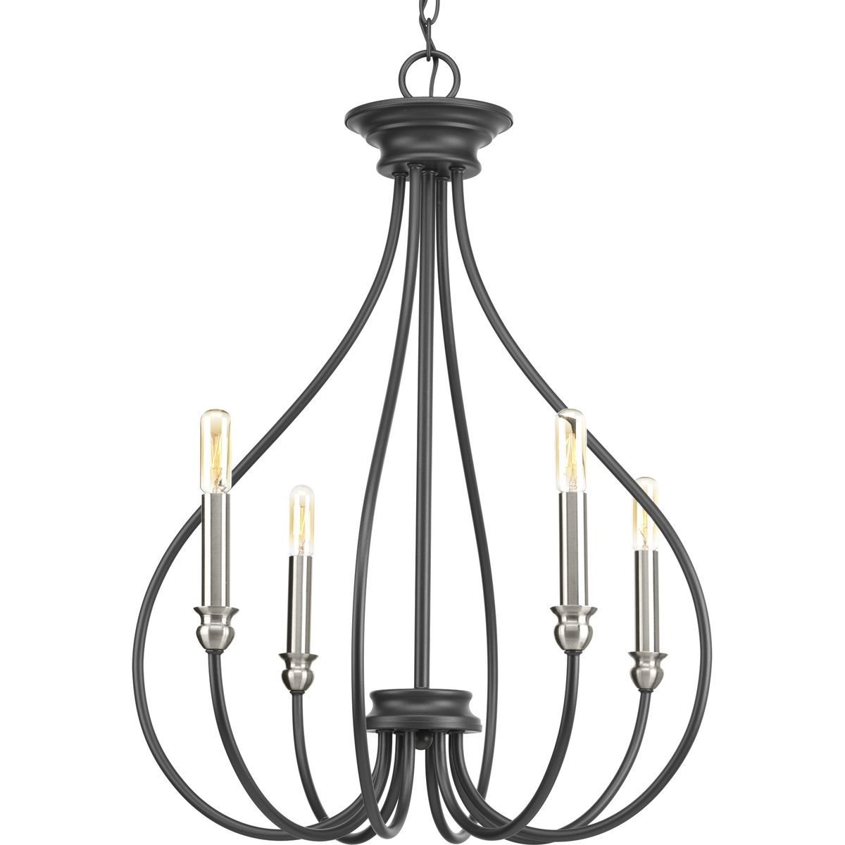 Whisp Collection Four-Light Graphite Farmhouse Chandelier Light - Dry Location Listed