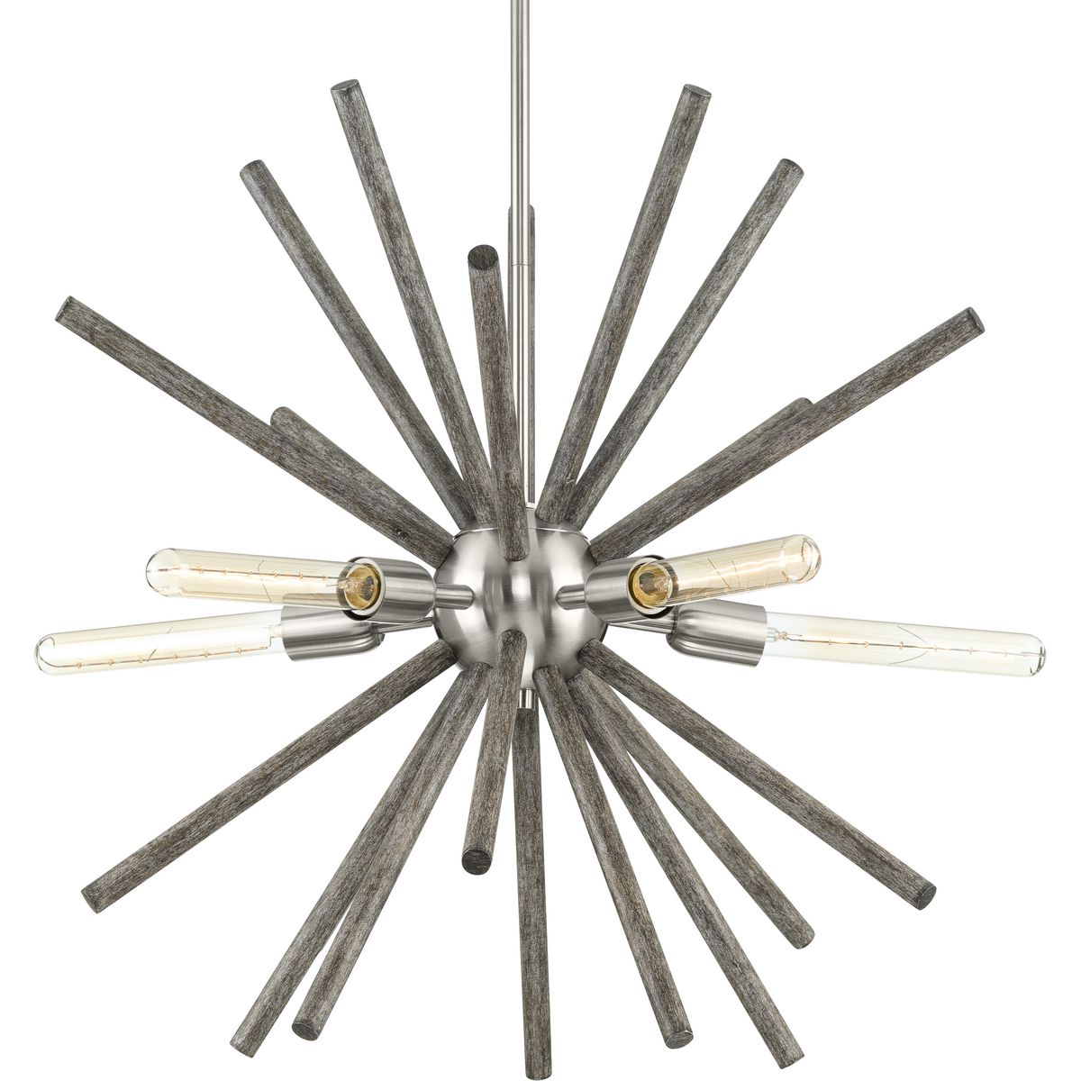 Thorpe Collection Five-Light Brushed Nickel Mid-Century Modern Style Chandelier Light - Dry Location Listed