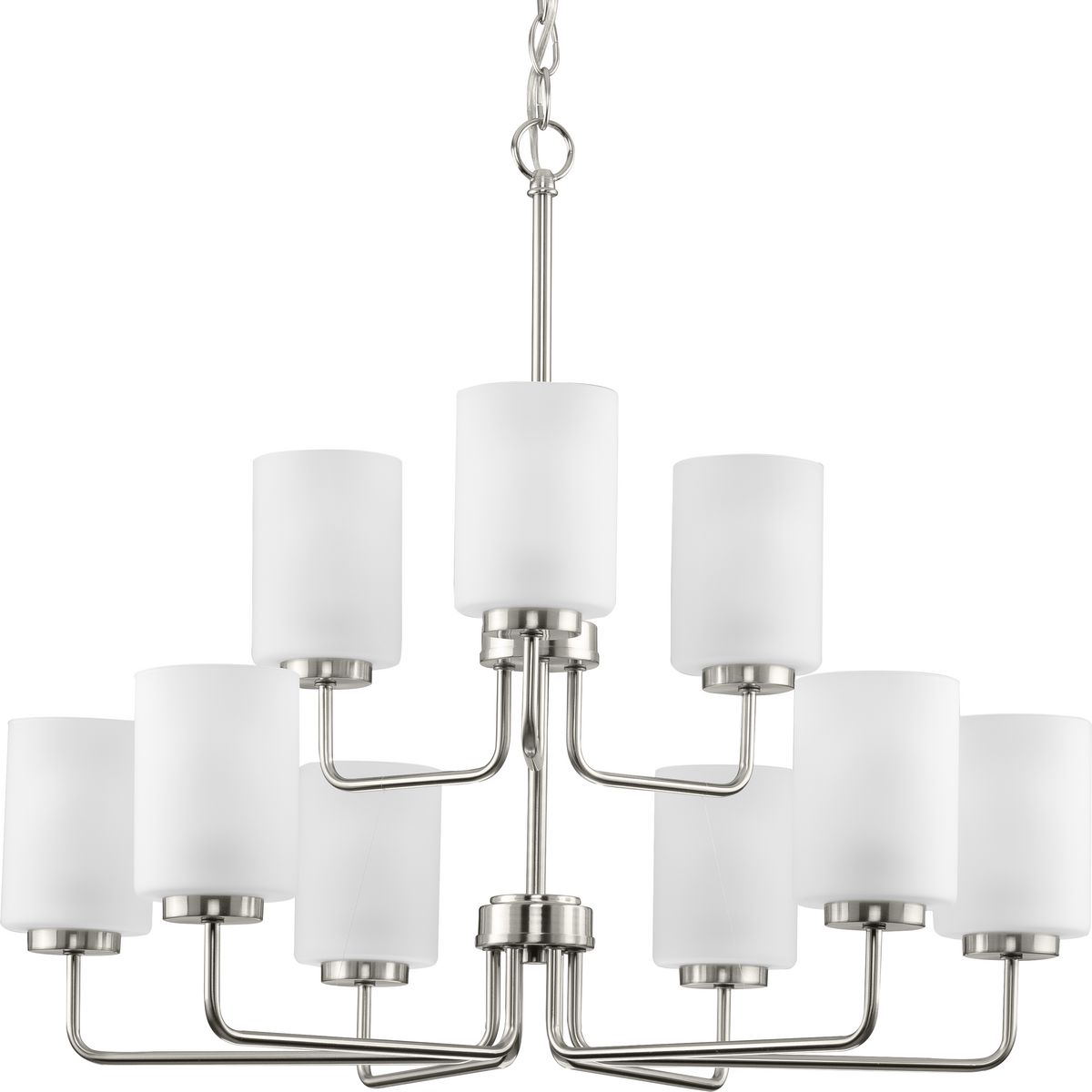 Progress Lighting Chandeliers Light - Merry Collection Nine-Light Brushed Nickel and Etched Glass Transitional Style Chandelier Light - Model P400276-009