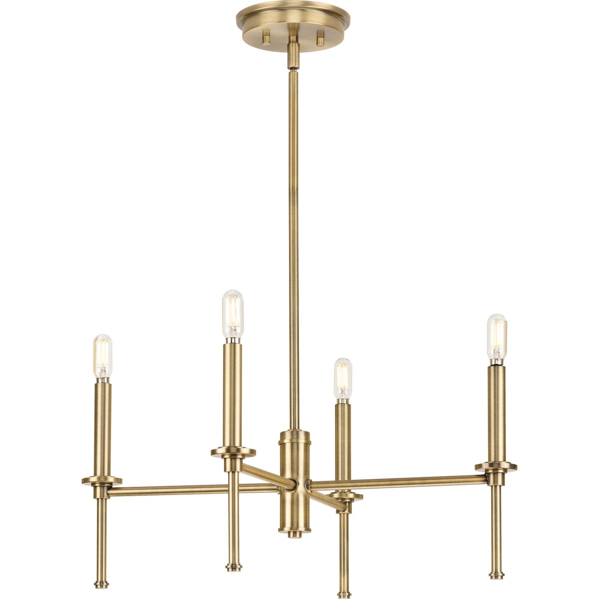 Progress Lighting Chandeliers Light - Elara Collection Four-Light New Traditional Vintage Brass Chandelier Light - Model P400293-163