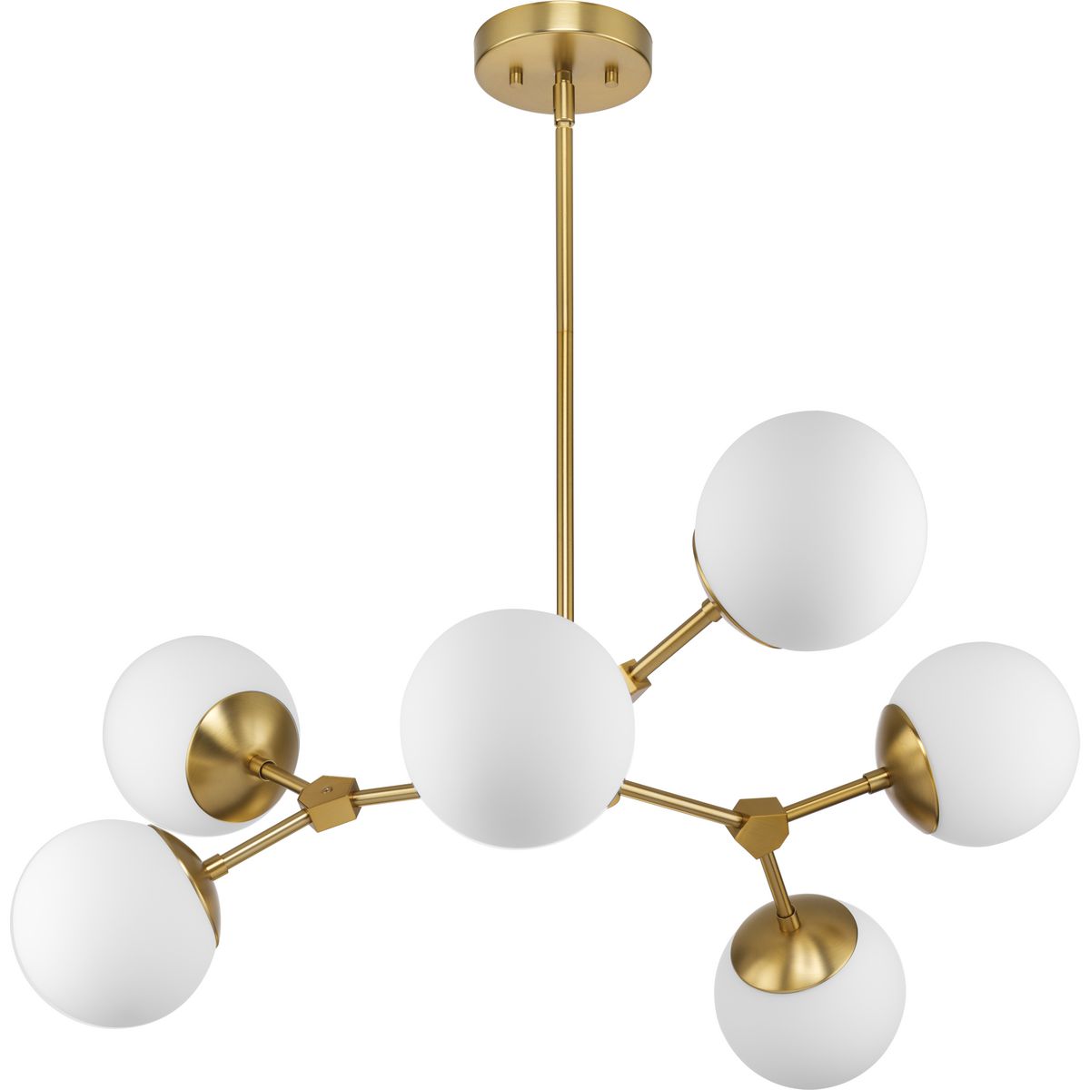 Haas Collection Six-Light Brushed Bronze Mid-Century Modern Chandelier - Dry Location Listed