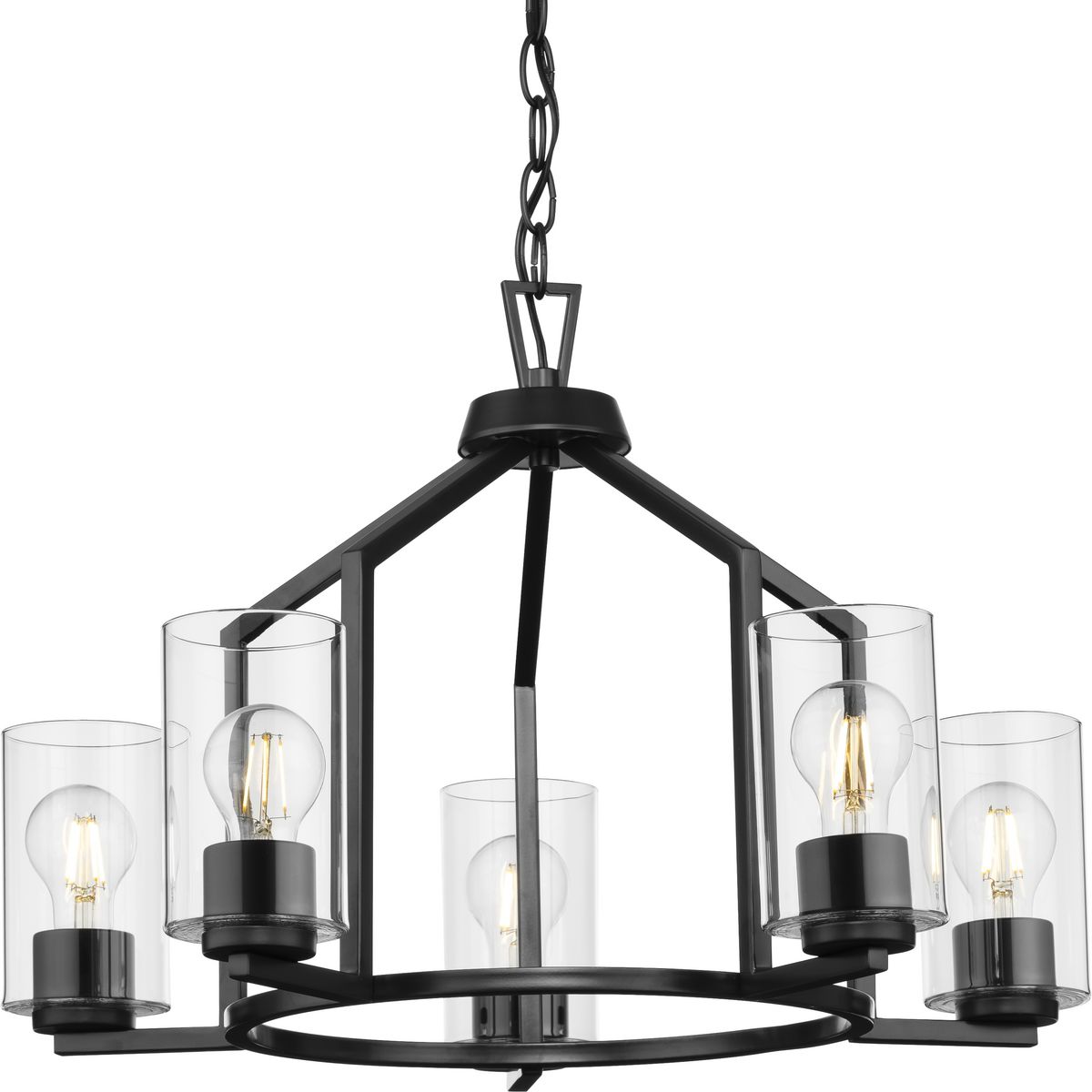 Goodwin Collection Five-Light Matte Black Modern Farmhouse Chandelier - Dry Location Listed