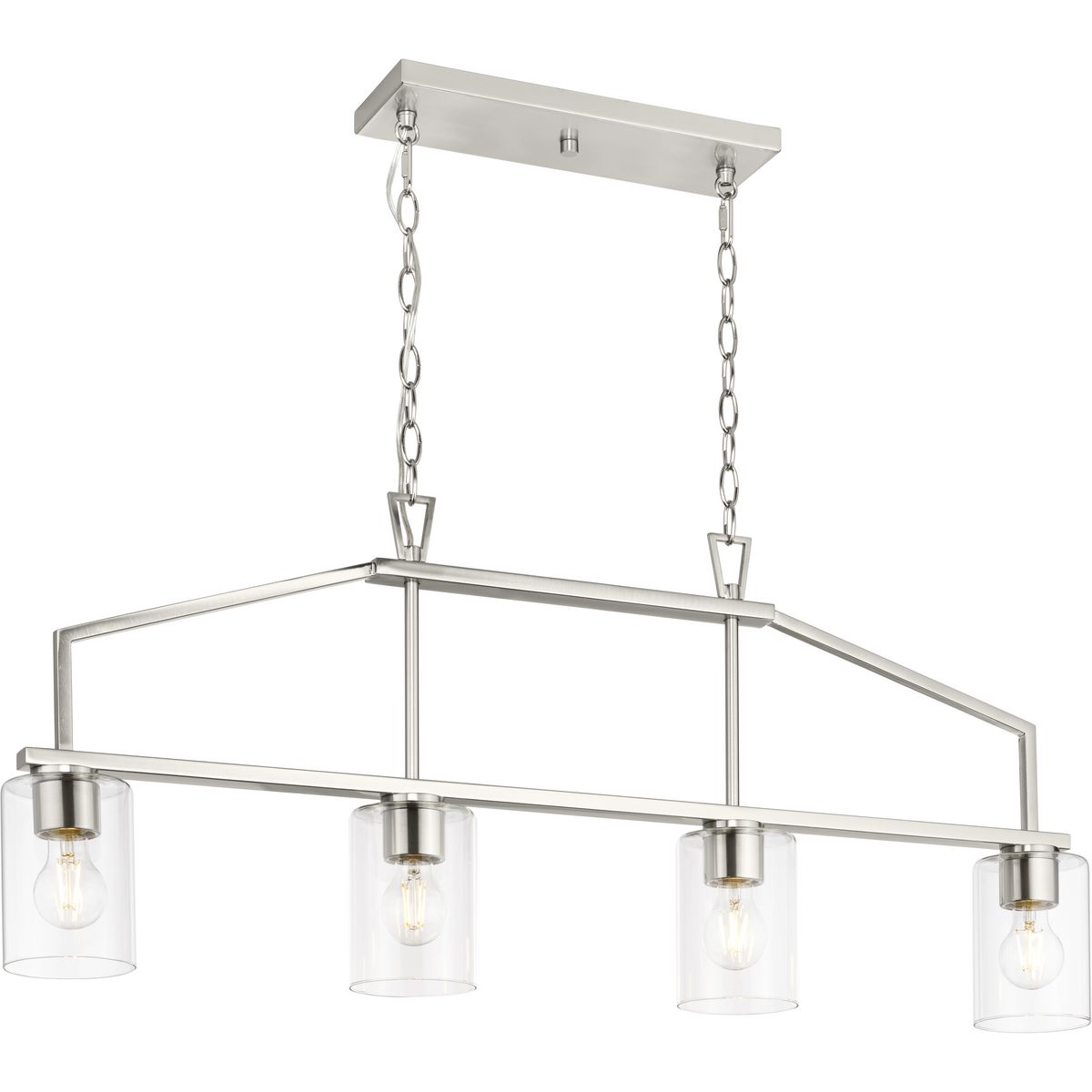 Goodwin Collection Four-Light Brushed Nickel Modern Farmhouse Island Light - Dry Location Listed