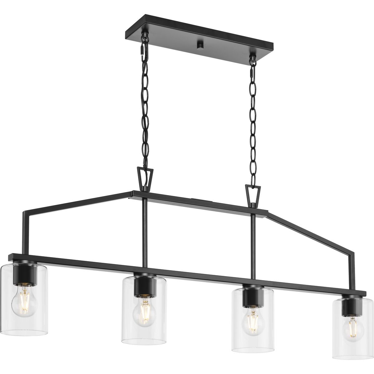 Goodwin Collection Four-Light Matte Black Modern Farmhouse Island Light - Dry Location Listed