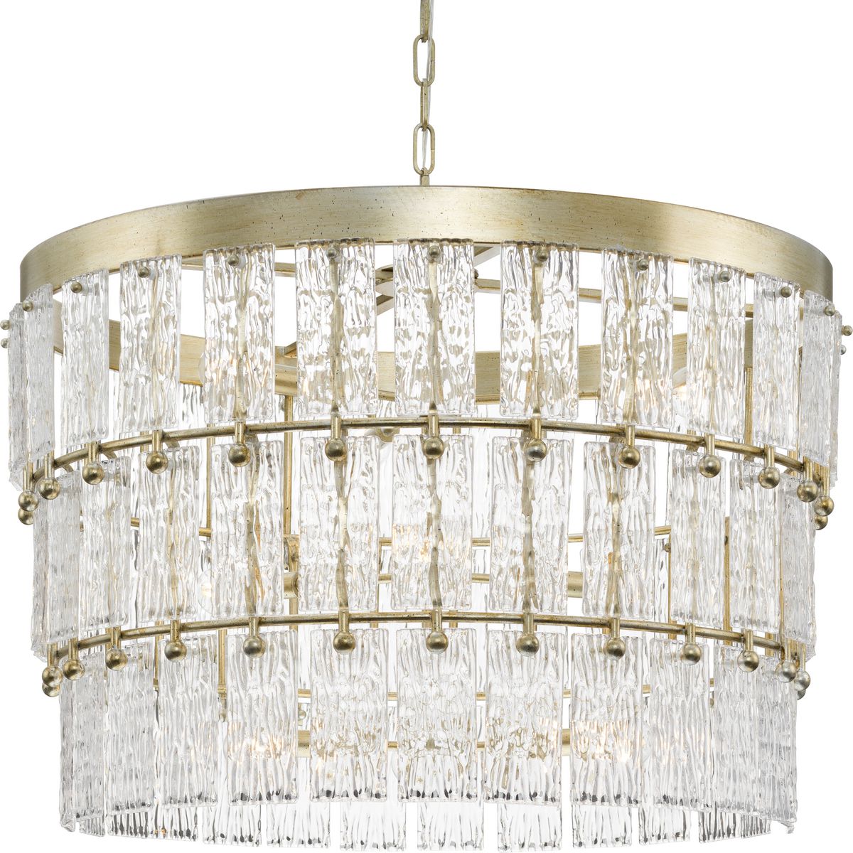 Chevall Collection Nine-Light Gilded Silver Modern Organic Chandelier - Dry Location Listed