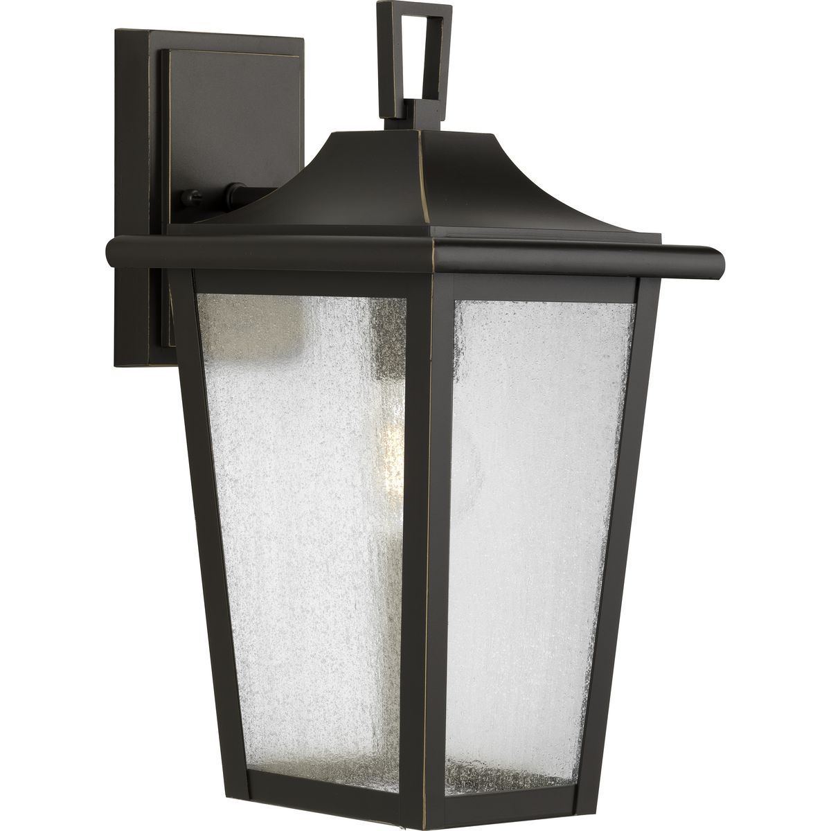 Padgett Collection One-Light Transitional Antique Bronze Clear Seeded Glass Outdoor Wall Lantern - Wet Location Listed - Model P560308-020