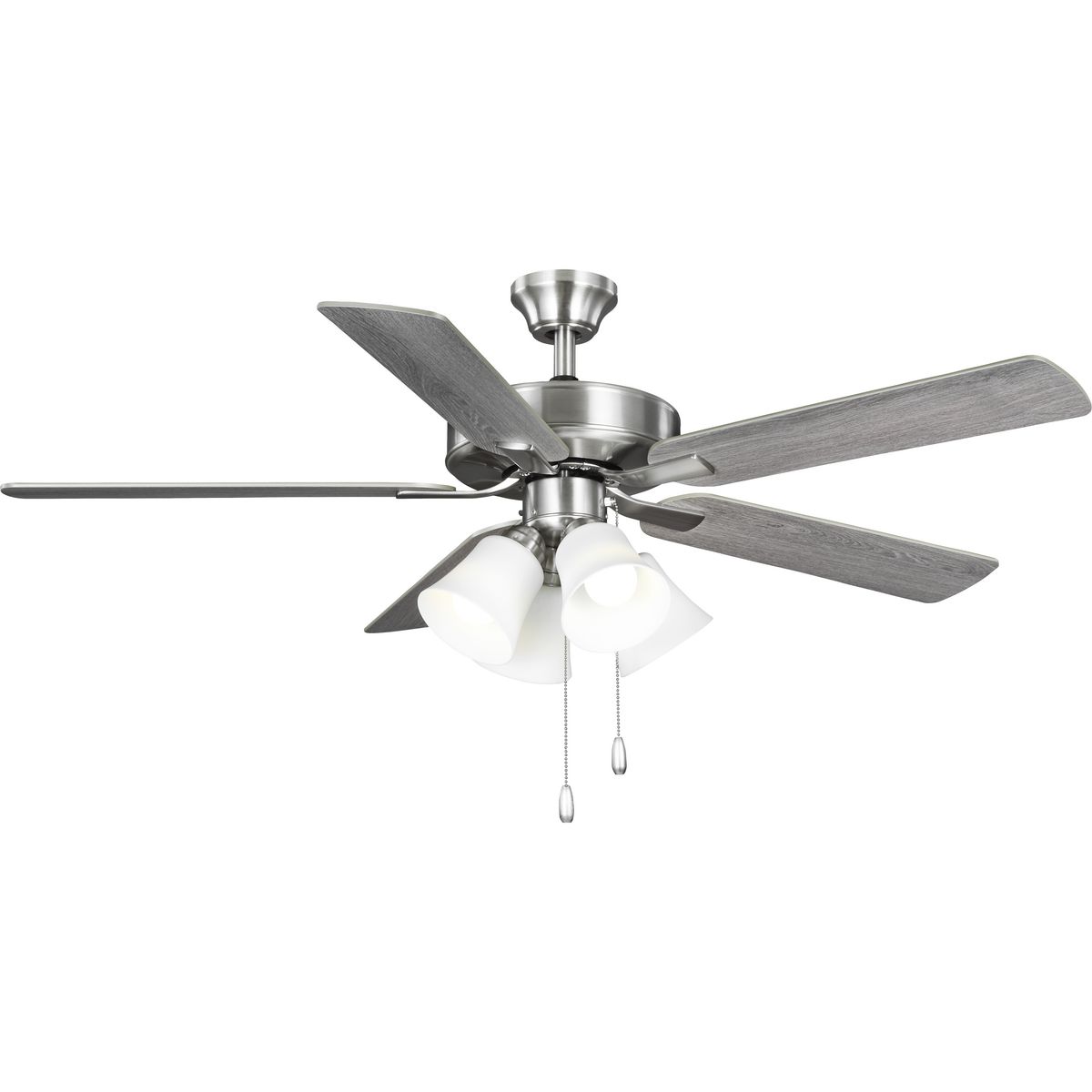 Progress Lighting Ceiling Fans Light - AirPro 52 in. Brushed Nickel 5-Blade AC Motor Transitional Ceiling Fan with Light - Model P250081-009-WB