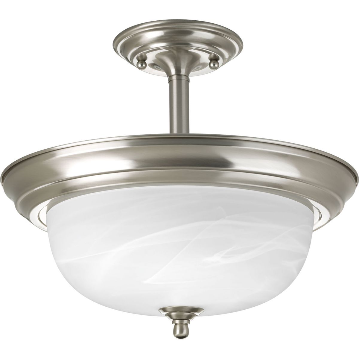 Two-Light Dome Glass 13-1/4" Semi Flush Convertible - Dry Location Listed - P3927-09