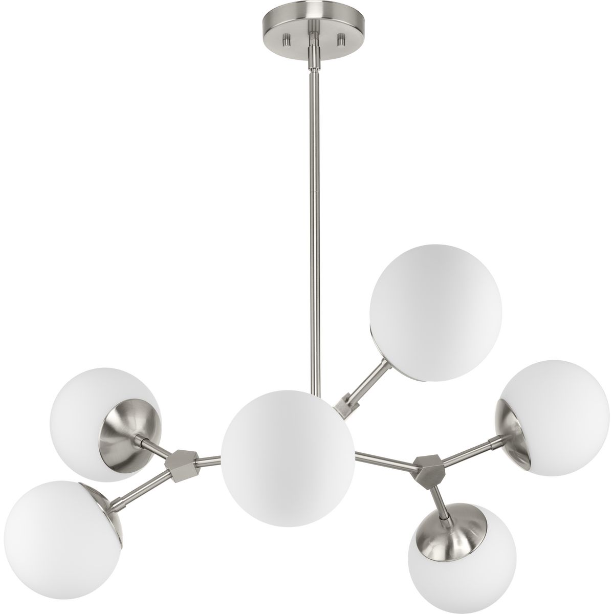 Haas Collection Six-Light Brushed Nickel Mid-Century Modern Chandelier - Dry Location Listed - P400308-009