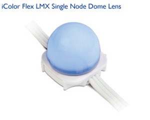 Color Kinetics iColor Flex LMX, 50 nodes, 12in OC, Black Node/Cable, Translucent Dome Lens, 3ft Leader - Special Order