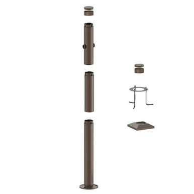 4 Foot Modular Light Pole - 2 Foot Base Height - 1 Foot Extension - 2 Lamp Holder Section  - Bronze Finish