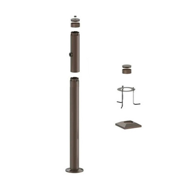 4 Foot Modular Light Pole - 3 Foot Base Height - 1 Lamp Holder Section - 1/2 Inch Threaded Hub Cap - Bronze Finish