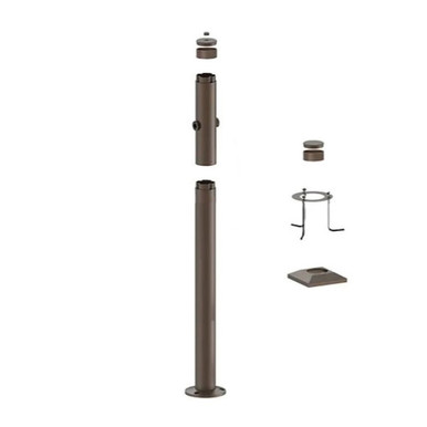 4 Foot Modular Light Pole - 3 Foot Base Height - 2 Lamp Holder Section - 1/2 Inch Threaded Hub Cap - Bronze Finish