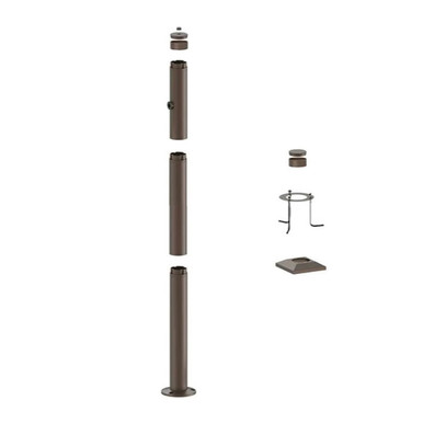 5 Foot Modular Light Pole - 2 Foot Base Height - 2 Foot Extension - 1 Lamp Holder Section - 1/2 Inch Threaded Hub Cap - Bronze Finish